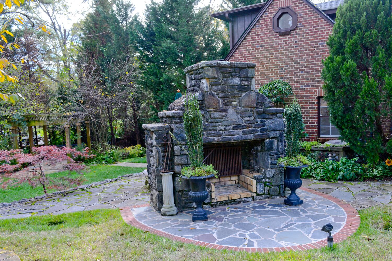 Handcrafted stone fireplace