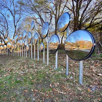 Thirty-six security mirrors are incorporated into Atlanta artist Gregor Turk's latest public art installation, "Myriad." The installation, in Piedmont Park, was unveiled Dec. 21.