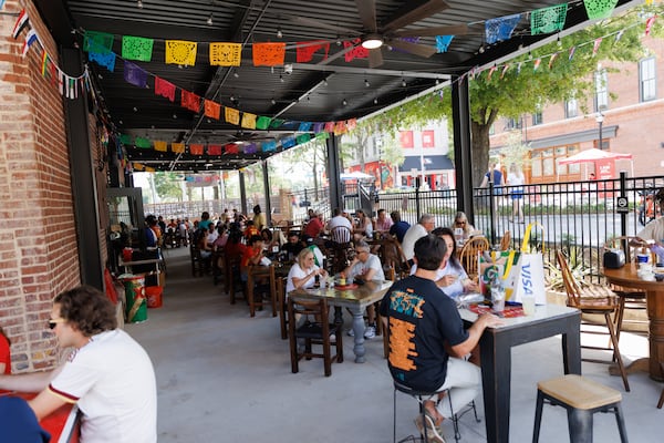 El Tesoro, a Mexican restaurant, sits nearly full with customers in Atlanta after the Spain vs. Cape Verde World Cup game on June 15, 2026. (Estela Muñoz/AJC)