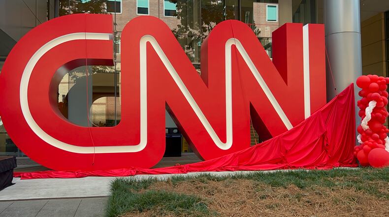 The CNN logo at CNN Center for 25 years was moved from CNN Center to the Midtown campus and unveiled on Sept. 24, 2024. CONTRIBUTED