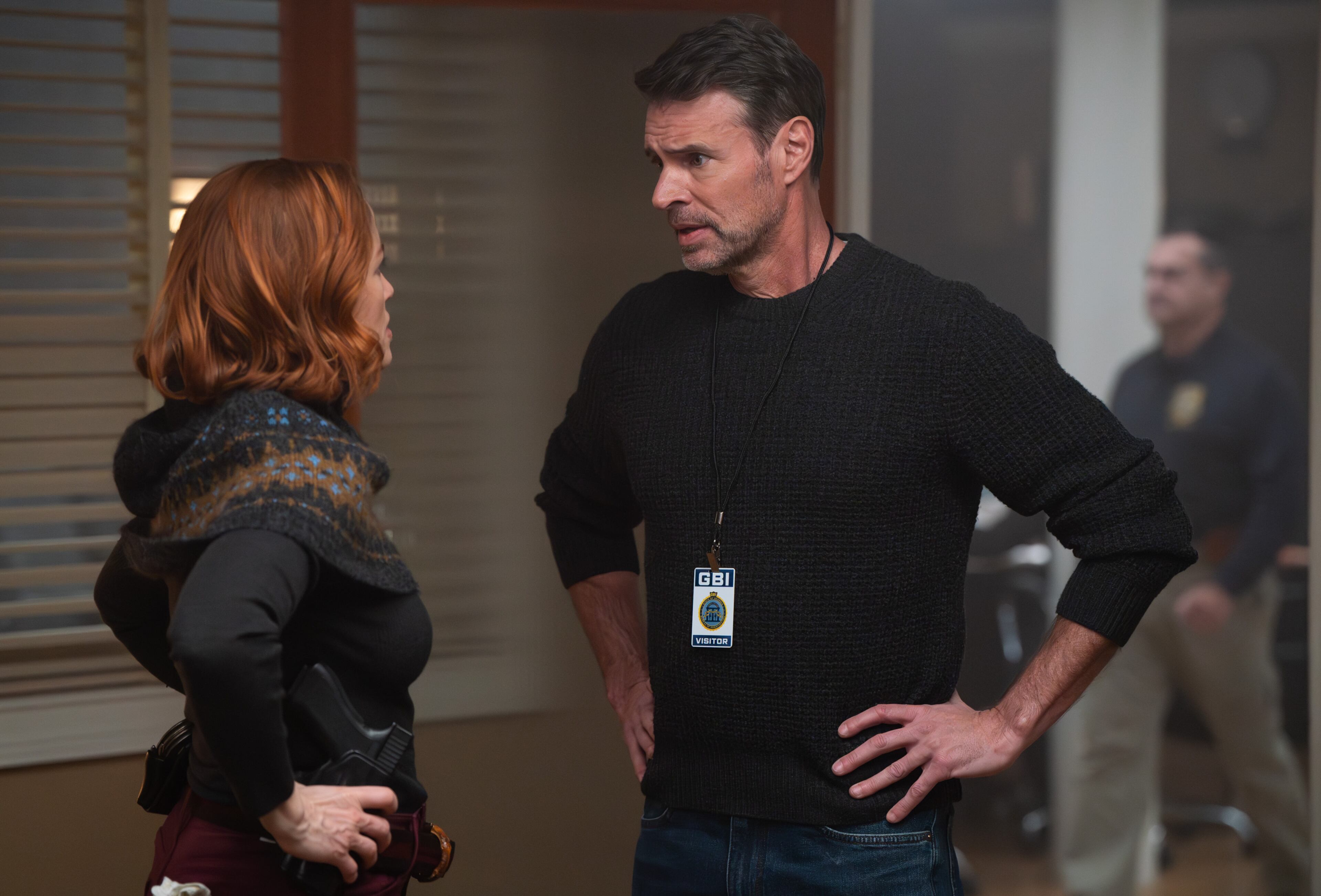 Angie (Erika Christensen, left) and Seth (Scott Foley) become an item during the second half of Season 3 of "Will Trent." (Zac Popik/Disney)