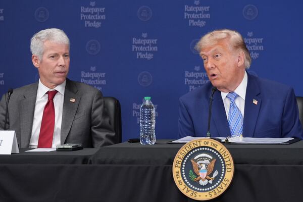 President Donald Trump speaks at the Environmental Protection Agency, Thursday, July 23, 2026, in Washington, as Energy Secretary Chris Wright listens. (Alex Brandon/AP)