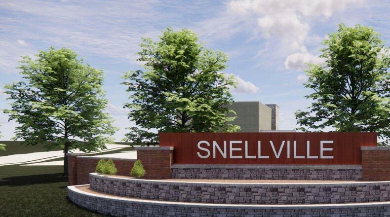 As part of the conditions approved for a mixed retail, commercial, office subdivision development at 1498 Scenic Highway in Snellville the developer will construct, at no cost to the city, a ‘Welcome to Snellville’ gateway sign. (Courtesy City of Snellville)
