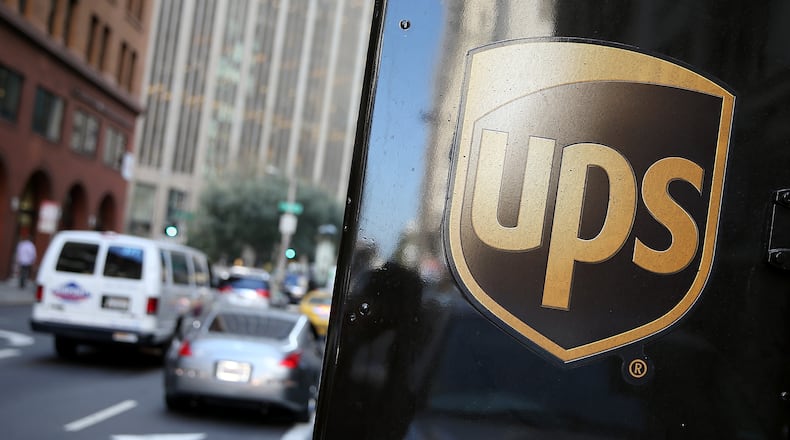 A United Parcel Service logo is displayed on a delivery truck on October 24, 2014, in San Francisco.