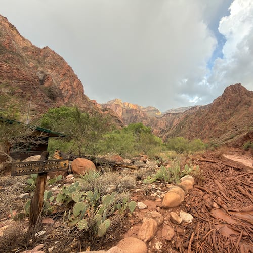 Bright Angel Creek near the Phantom Ranger Station in the Grand Canyon, Arizona, is seen after flash flooding from storms, Saturday, Aug. 29, 2026. (Parth Desai via AP)