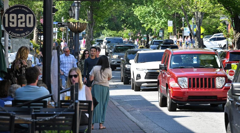 Task force chairwoman Laine Bristow says a study, with proposed designs, should be done before any trial run at creating a pedestrian promenade takes place. (Hyosub Shin / Hyosub.Shin@ajc.com)