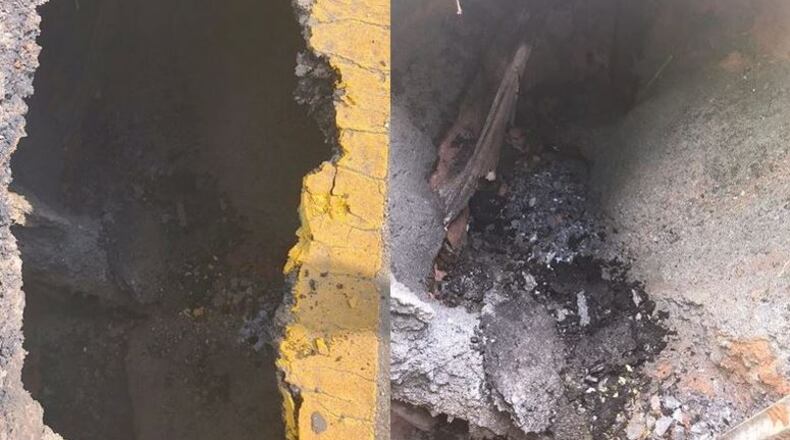 A sinkhole was reported Wednesday on Jonesboro Road.