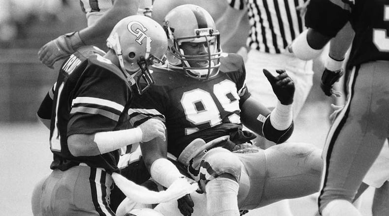 Pat Swilling (99), an All-American at Tech in the 1980s, will see his son Tre play for the Jackets in 2017.