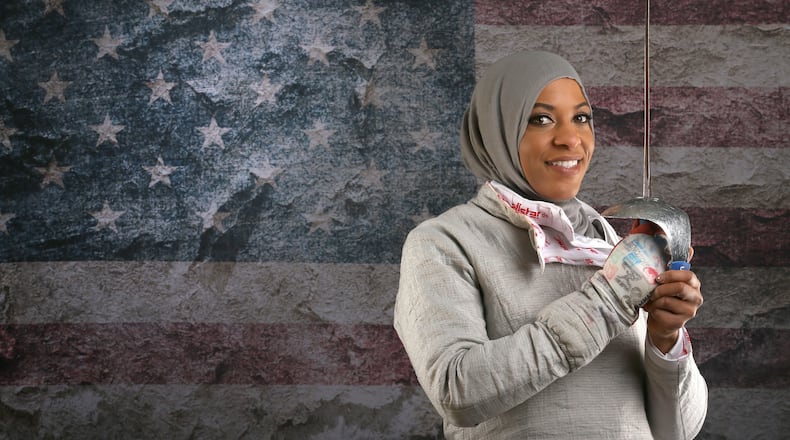BEVERLY HILLS, CA - MARCH 09:  Fencer Ibtihaj Muhammad poses for a portrait at the 2016 Team USA Media Summit at The Beverly Hilton Hotel on March 9, 2016 in Beverly Hills, California.  (Photo by Sean M. Haffey/Getty Images)