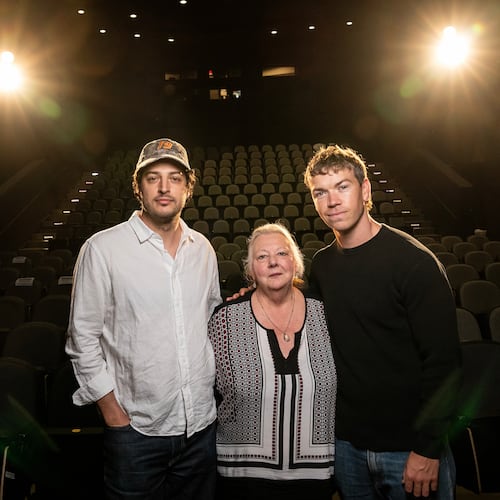 HOLD FOR STORY - Adam Meeks, from left, Annette Deao and Will Poulter pose for a portrait to promote "Union County" on Friday, Aug. 7, 2026, in Cleveland. (Photo by Amy Harris/Invision/AP)