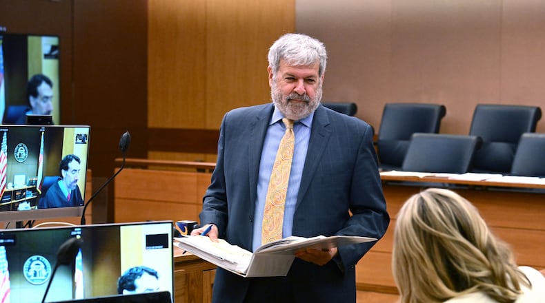July 1, 2022 Atlanta - The legislators’ attorneys, Don Samuel during a motion hearing at Fulton County Courthouse in Atlanta on Friday, July 1, 2022. Fulton Superior Court Judge Robert McBurney at a roughly 90-minute hearing Friday did not come to a final decision about what exactly the District Attorney’s office can ask Lt. Gov. Geoff Duncan, former state Sen. William Ligon of Brunswick and several other unnamed state legislators. But he said that anything related to their conversations with other legislators or motivations are off-limits. (Hyosub Shin / Hyosub.Shin@ajc.com)