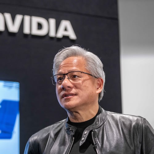 FILE - Jensen Huang, president and CEO of Nvidia, waits for a groundbreaking ceremony for an expansion of Coherent's manufacturing facility to begin on June 16, 2026, in Sherman, Texas. (AP Photo/Jeffrey McWhorter, File)
