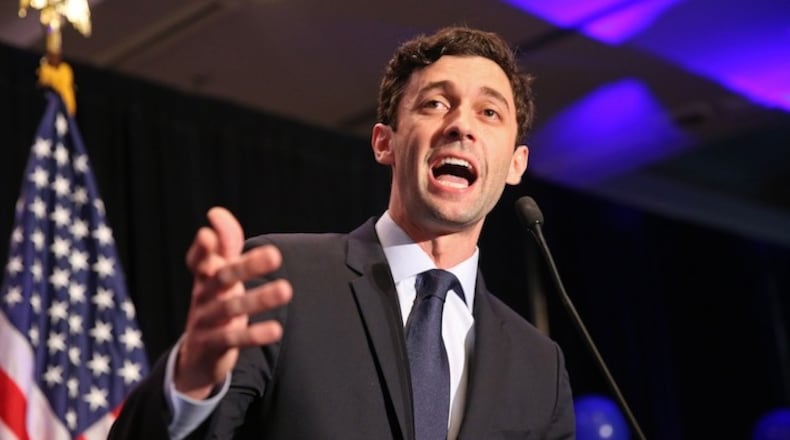 Democratic candidate Jon Ossoff addresses the crowd during his election night party at the Westin Atlanta Perimeter Hotel on Tuesday, June 20, 2017, in Atlanta. (Jason Getz/Atlanta Journal-Constitution/TNS)