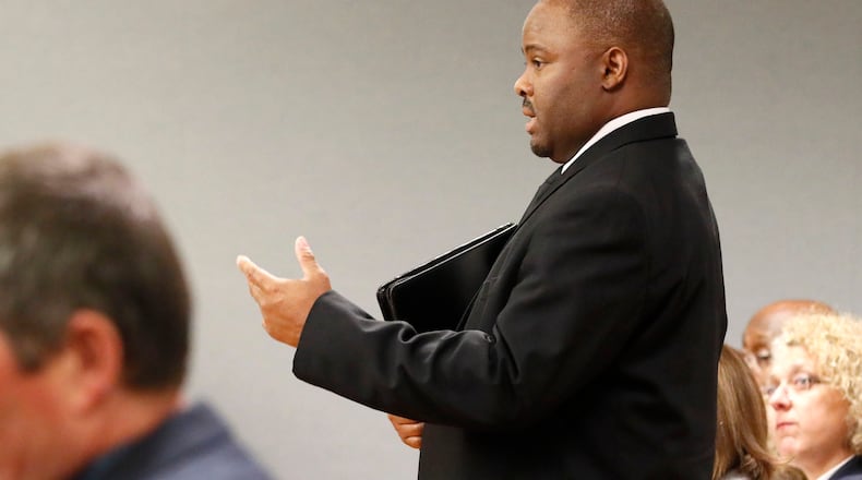 State capital defender Brad Gardner tells Superior Court Judge George Hutchinson on Thursday that he and his colleague Emily Gilbert will file a motion seeking to intervene in the case and represent Tiffany Moss during the trial’s penalty phase. (Bob Andres / bandres@ajc.com)
