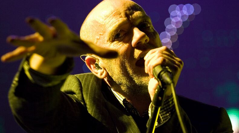 R.E.M. vocalist Michael Stipe performs at Lakewood Amphitheater in Atlanta on Saturday, June 21, 2008. (AJC file)