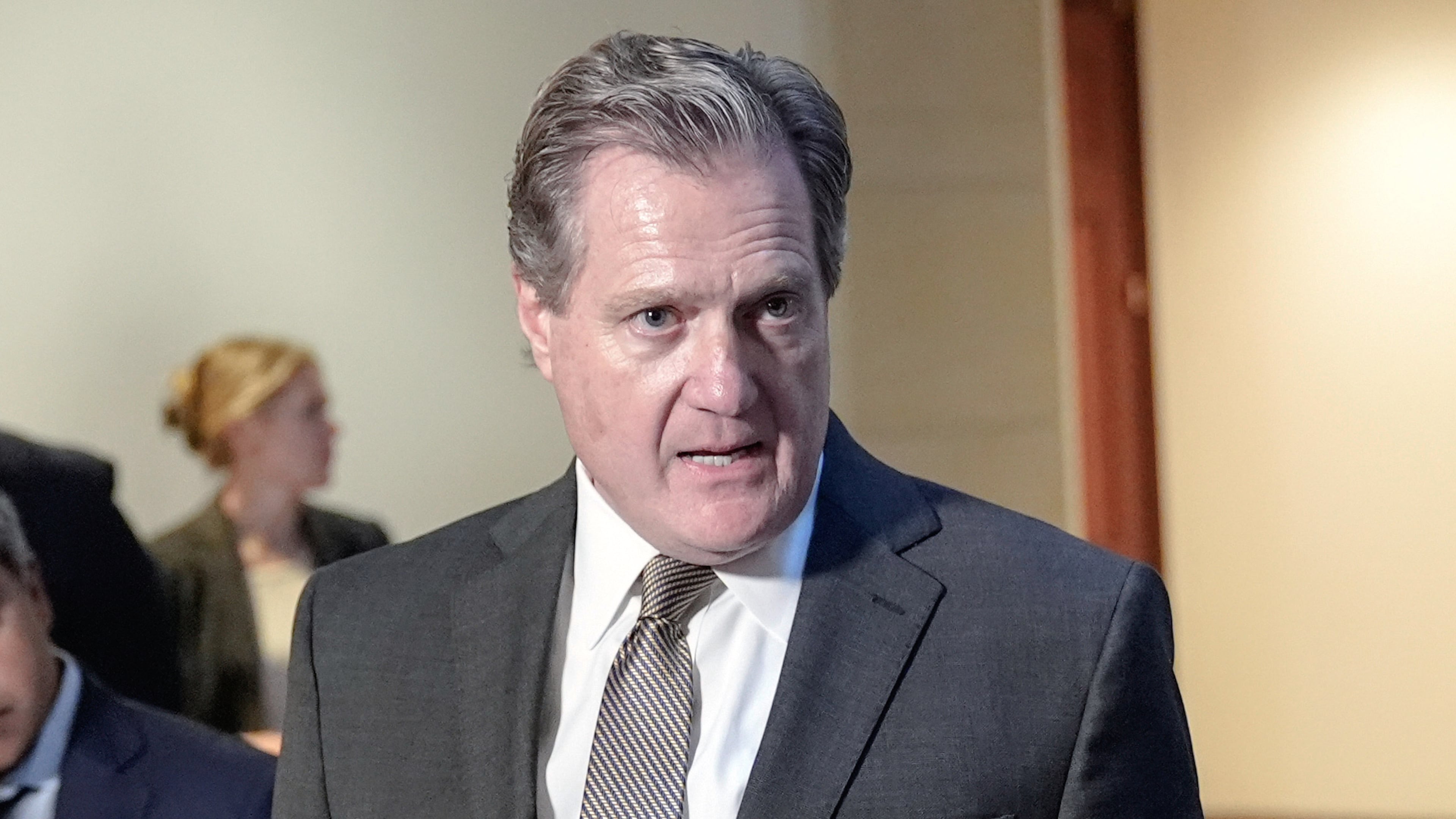FILE - House Intelligence Chair Mike Turner, R-Ohio, speaks with reporters on Capitol Hill, Feb. 15, 2024, in Washington. (AP Photo/Mariam Zuhaib, File)