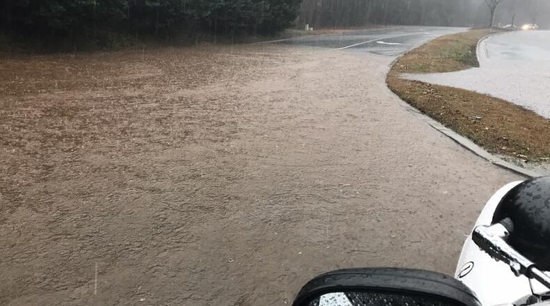 Flooding was reported Saturday in Peachtree City. (Credit: Peachtree City Police Department)