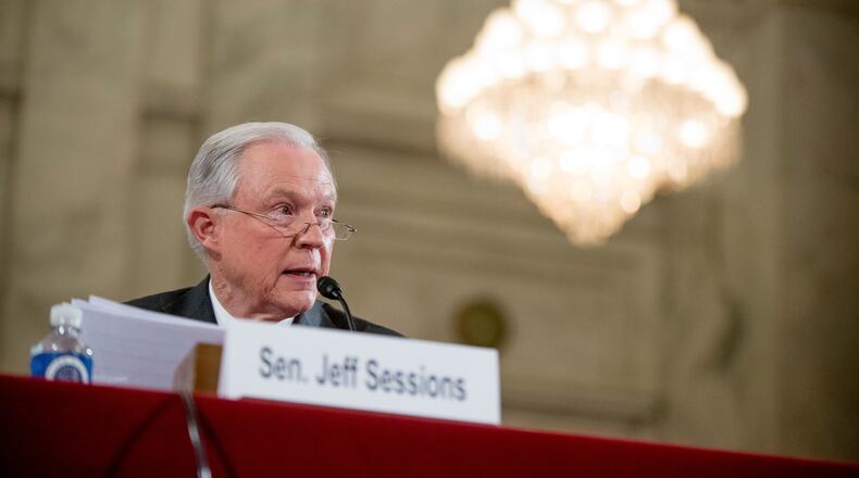 Attorney General-designate, Sen. Jeff Sessions, R-Ala. testifies on Capitol Hill in Washington, Tuesday, Jan. 10, 2017, at his confirmation hearing before the Senate Judiciary Committee. (AP Photo/Andrew Harnik)