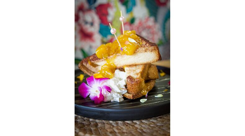 The French toast from Belle & Lily's marries fresh mangos with a familiar brunch offering.