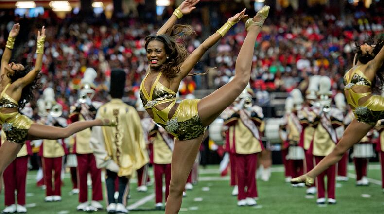 January 24, 2015 Atlanta - Bethune Cookman University's Vernisha Levell (center) performs during the Honda Battle of the Bands at the Georgia Done in Atlanta on Saturday, January 24, 2015. Marching bands from all over the southeast competed in the 13th annual competition in front of thousands of fans. JONATHAN PHILLIPS / SPECIAL