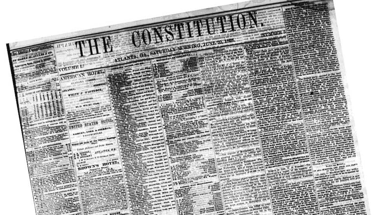 The Atlanta Constitution was founded in 1868, when Civil War veteran Carey W. Styles bought the Atlanta Daily Opinion and renamed it. The “Constitution” name refers to the Georgia state constitution, which had been superseded by martial law in the years right after the war. (AJC archive)