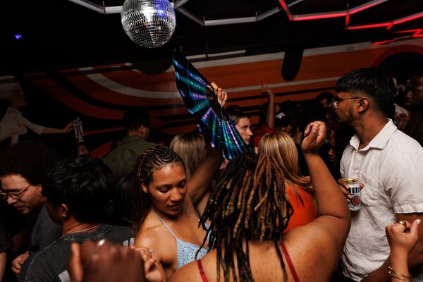 Customers of MJQ Concourse dance in The Terminal in Atlanta, Saturday, June 6, 2026. The Terminal focuses on soulful house, disco, techno and electro-pop genres of music. (Estela Muñoz/AJC)