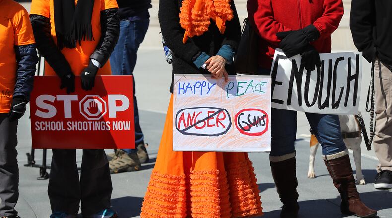 Area students attended a rally in Liberty Plaza at the Georgia Capitol after their school walkouts on Wednesday, March 14, in Atlanta.