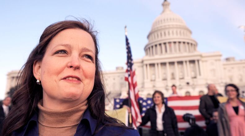 Tea Party Patriots co-founder Jenny Beth Martin takes part in an election day demonstration on the lawn of the Capitol in Washington, Tuesday, Nov. 2, 2010. (AP Photo/Cliff Owen) Tea Party Patriots co-founder Jenny Beth Martin, in a 2010 file photo from the Associated Press.