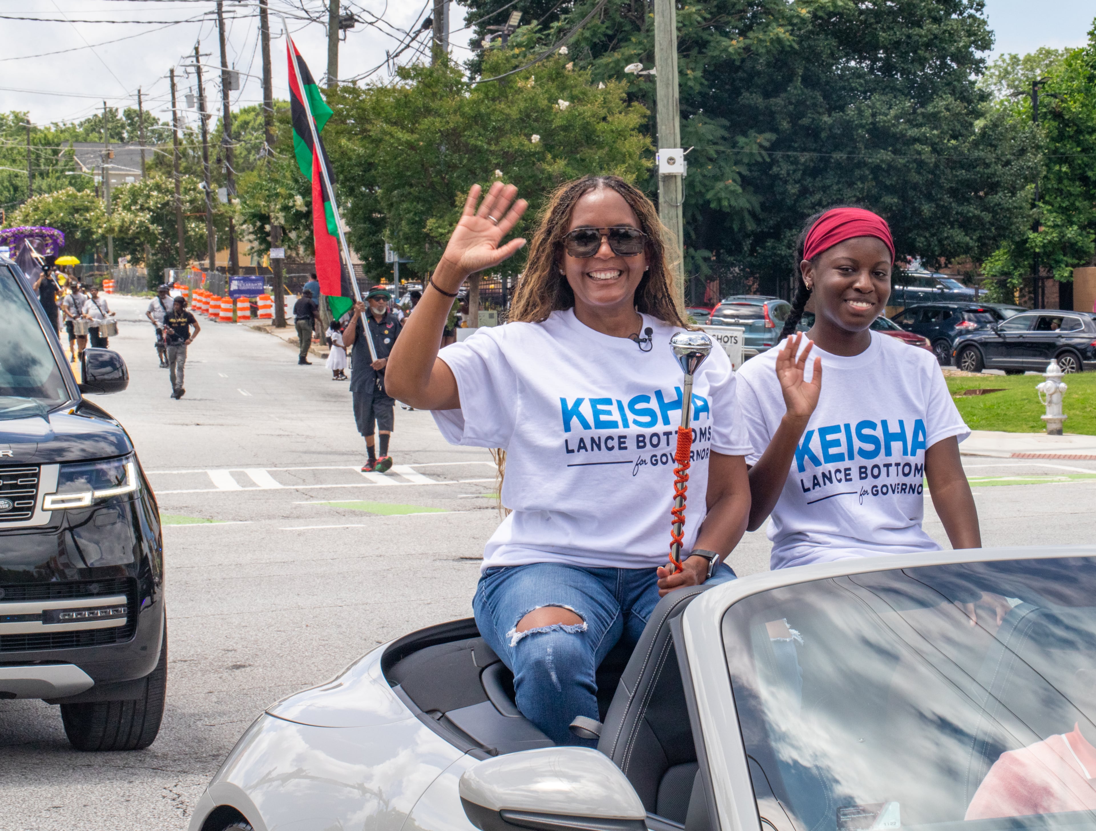 Former Atlanta Mayor Keisha Lance Bottoms (left), a Democratic candidate for governor in 2026, participated in a Juneteenth parade on Saturday.
