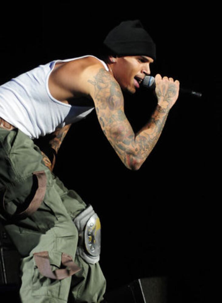 Chris Brown performs at Aaron's Amphitheatre