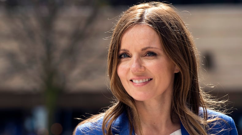 LONDON, ENGLAND - APRIL 12: Geri Horner visits the Prince's Trust mobile tour at Finsbury Avenue Square on April 12, 2016 in London, England. (Photo by Eamonn M. McCormack/Getty Images)