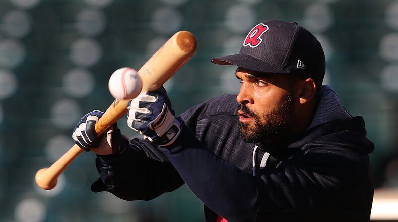 Braves bench candidate Micah Johnson sustained a broken left wrist while making a diving catch Tuesday. He’ll have surgery Friday. (Curtis Compton/ccompton@ajc.com)