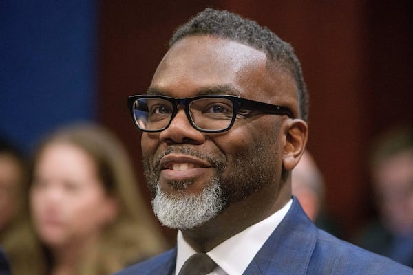 FILE - Chicago Mayor Brandon Johnson takes his seat at the witness table during a House Committee on Oversight and Government Reform hearing with Sanctuary City Mayors on Capitol Hill, March 5, 2025, in Washington. (AP Photo/Rod Lamkey, Jr.,File)