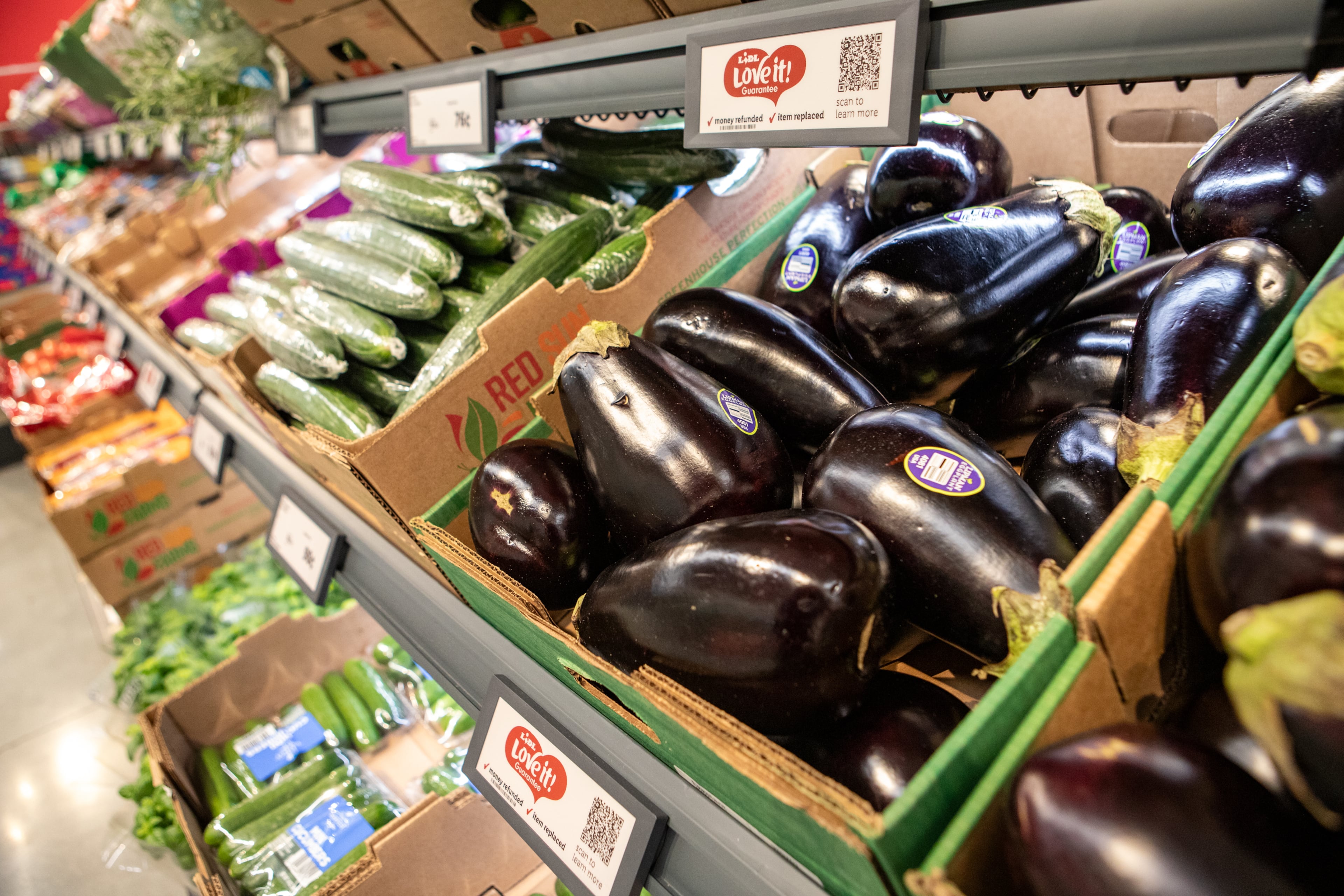 The produce section at the new Lidl store in West Midtown. (Jenni Girtman for The Atlanta Journal-Constitution)