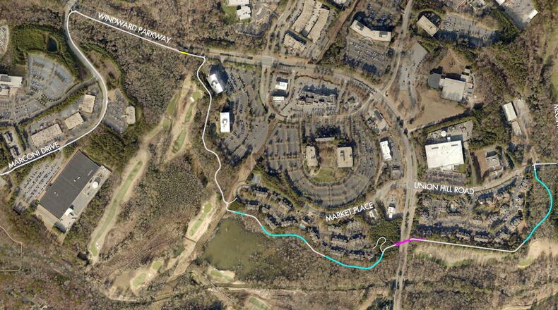 Alpharetta’s greenway extension project will extend the Big Creek Greenway north from Windward Parkway to Forsyth's greenway trail system. (Courtesy City of Alpharetta)