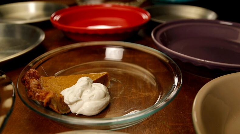 Pie dough, pumpkin pie, apple pie. The story will also talk about different types of fat, tips for rolling and crimping, so maybe include some shots of various fats (butter, lard, shortening) and perhaps a step-by-step of making and assembling a crust. (Kirk McKoy /Los Angels Times/TNS)