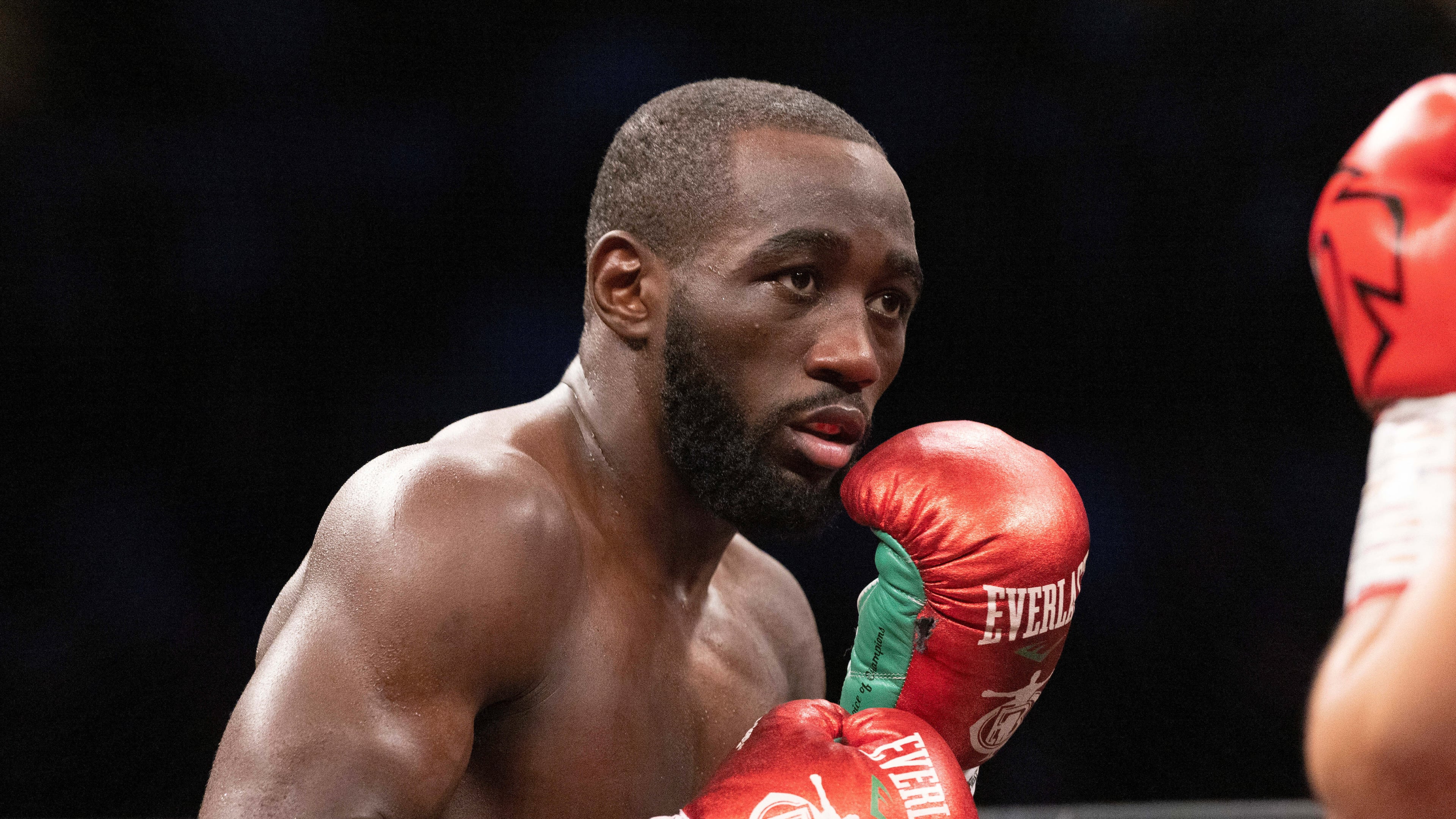 FILE - Terence "Bud" Crawford, left, fights David Avanesyan during a WBO welterweight title boxing bout on Saturday, Dec. 10, 2022, in Omaha, Neb. AP Photo/Rebecca S. Gratz, File)