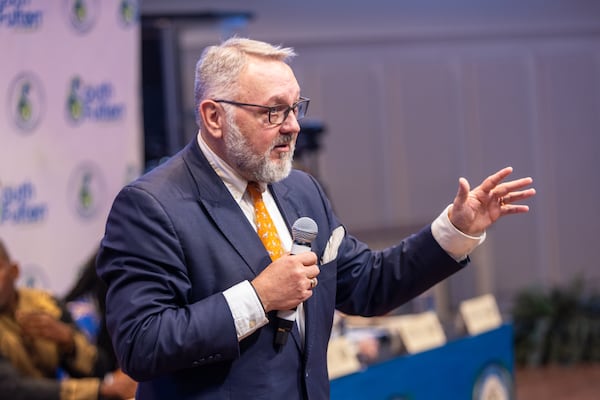 South Fulton financial adviser Ed Wall speaks during a South Fulton City Council feedback session about the millage rate cap at The Enon Church on Wednesday, Sept. 3, 2025. (Arvin Temkar/AJC)