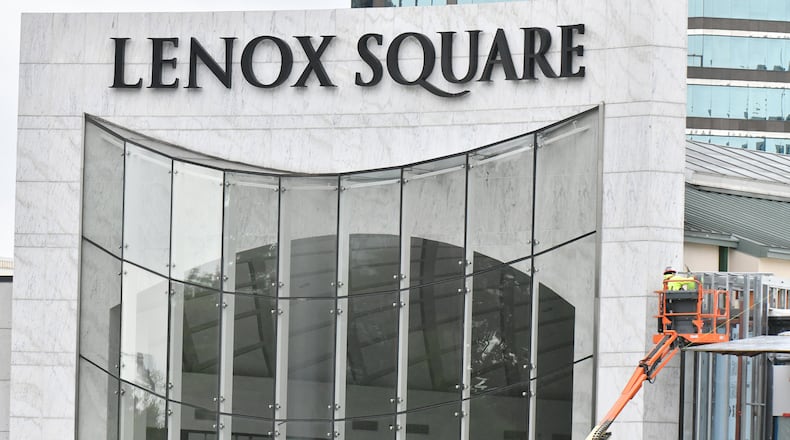 Exterior of Lenox Square on Thursday, April 30, 2020. Lenox Square and at least eight other malls and shopping centers in the Atlanta region plan to reopen on Friday — the latest sign of businesses reviving after the coronavirus shutdown. (Hyosub Shin / Hyosub.Shin@ajc.com)