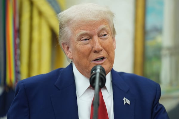 President Donald Trump spoke during an event at the White House on Wednesday.
