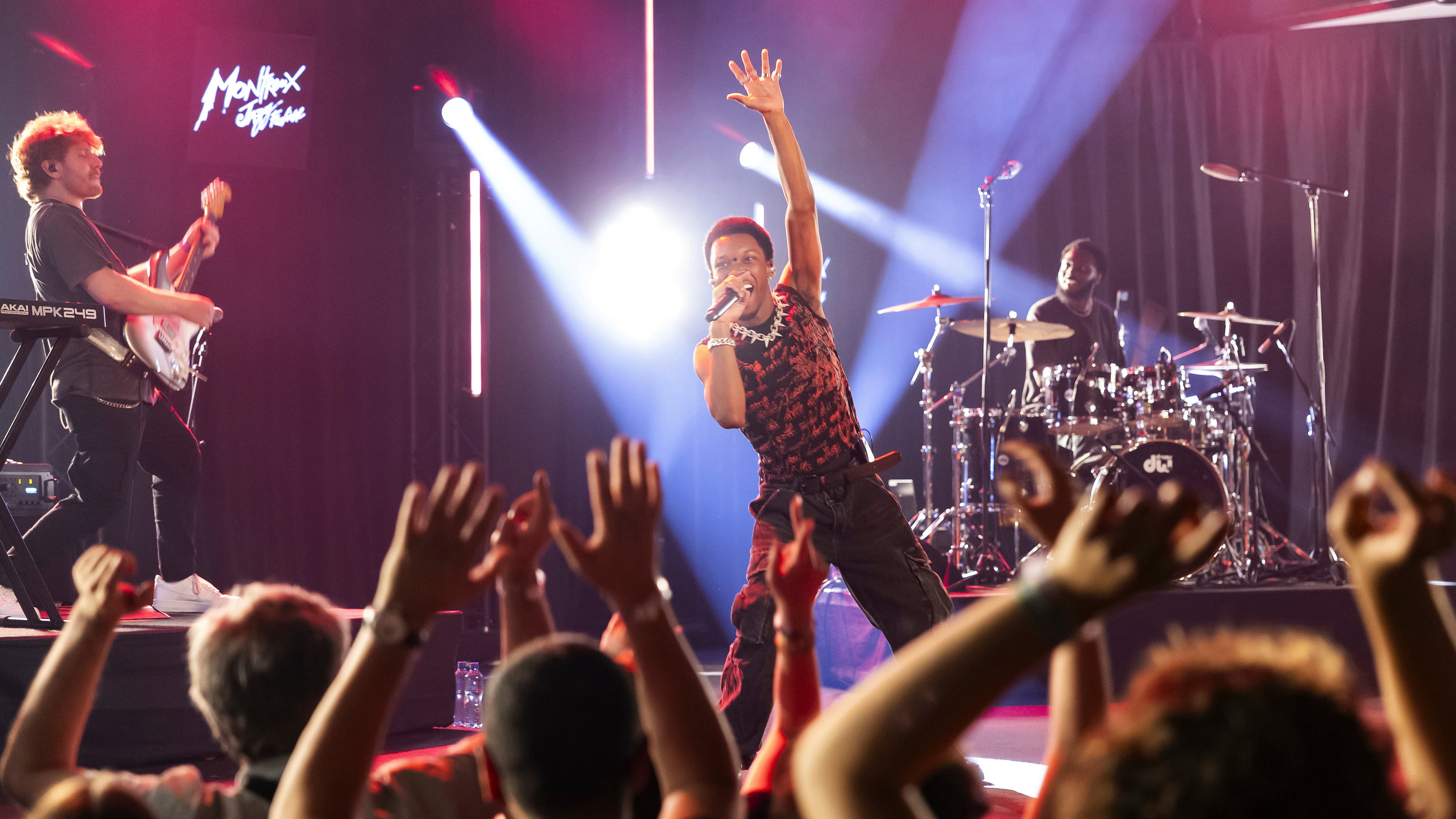 FILE - American singer-songwriter, David Anthony Burke, aka d4vd, performs on the Casino stage during the 58th Montreux Jazz Festival (MJF), in Montreux, Switzerland, July 19, 2024. (Cyril Zingaro/Keystone via AP, File)