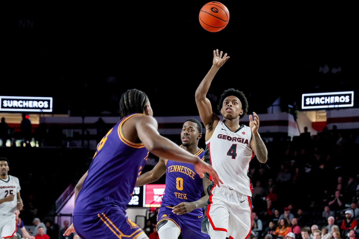 Junior forward Marcus "Smurf” Millender on Nov. 29, 2025, during Georgia basketball’s game against Tennessee Tech at Stegeman Coliseum. The Bulldogs won 123-81. (Courtesy of Georgia Athletic Association)