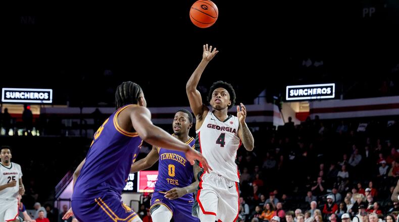 Junior forward Marcus "Smurf” Millender on Nov. 29, 2025, during Georgia basketball’s game against Tennessee Tech at Stegeman Coliseum. The Bulldogs won 123-81. (Courtesy of Georgia Athletic Association)
