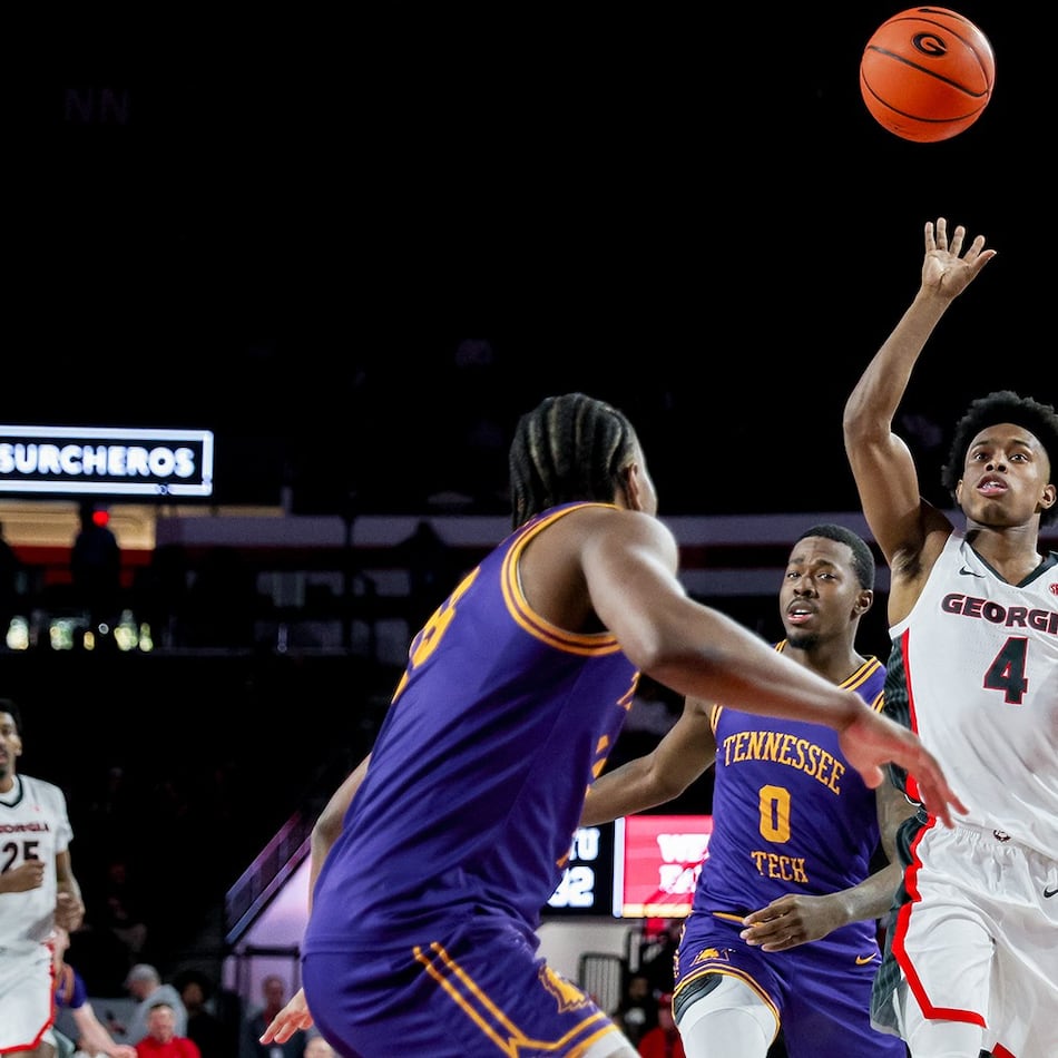 Junior forward Marcus "Smurf” Millender on Nov. 29, 2025, during Georgia basketball’s game against Tennessee Tech at Stegeman Coliseum. The Bulldogs won 123-81. (Courtesy of Georgia Athletic Association)