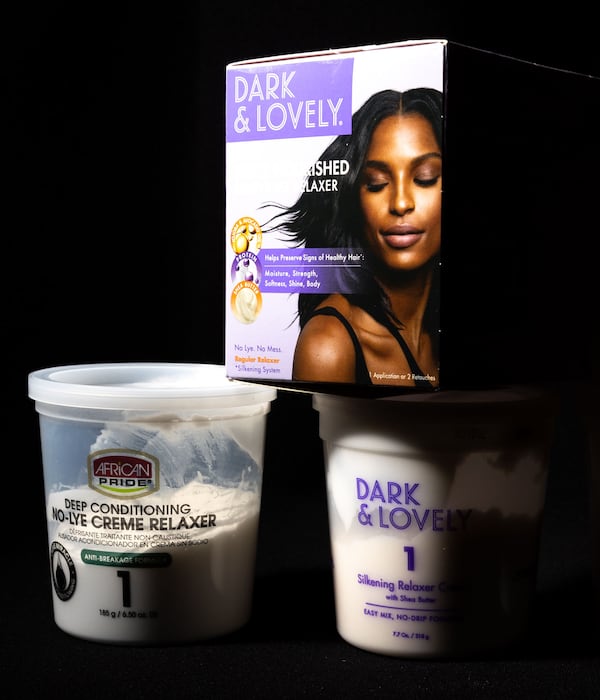 L’Oreal, maker of Dark & Lovely (center), is among the major cosmetic companies outside of Georgia that plaintiffs have targeted in their lawsuits. (Arvin Temkar/AJC)