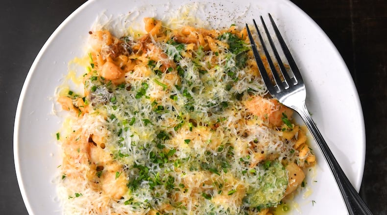 Fusilli e Scallops (pasta with scallops) from A Mano.
(Chris Hunt for the Atlanta Journal-Constitution)