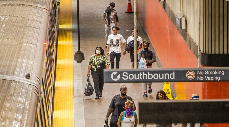 MARTA plans to require passengers to wear masks, the agency announced late Friday. Passengers who don’t could be suspended from the transit service. (AJC FILE PHOTO/Jenni Girtman for The Atlanta Journal-Constitution)