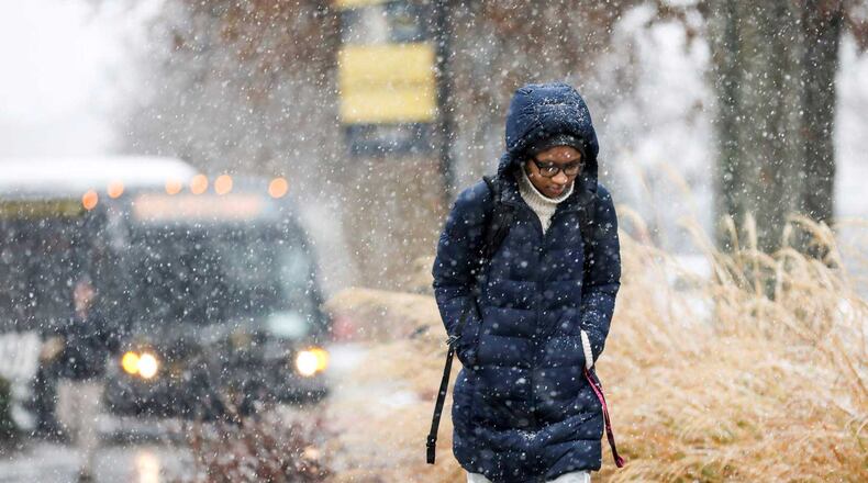 Kennesaw State University, like the rest of Cobb County, saw some snow Friday, Dec. 8, 2017.