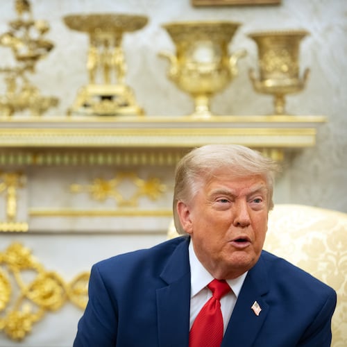 President Donald Trump speaks while meeting with Lebanese President Joseph Aoun in the Oval Office at the White House, Tuesday, July 21, 2026, in Washington. (AP Photo/Mark Schiefelbein)