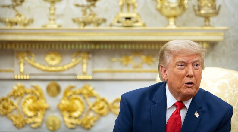 President Donald Trump speaks while meeting with Lebanese President Joseph Aoun in the Oval Office at the White House, Tuesday, July 21, 2026, in Washington. (AP Photo/Mark Schiefelbein)